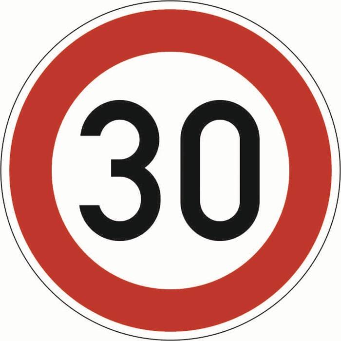 Verkehrszeichen VZ 274-30 Höchstgeschwindigkeit 30 km/h D.600 mmx2mm Ronde RA2