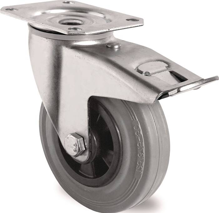 TECWERK 2000276097 Lenkrolle m.Festst.D.160mm Trgf.135kg m.Platte Rollenlager VG