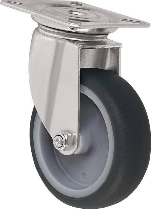 TECWERK Lenkrolle Rad-Ø 50 mm grau Tragfähigkeit 50 kg mit Anschraubplatte