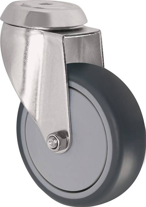 Lenkrolle D.75mm Trgf.75kg m.Rückenloch Kugell.Gum.grau TECWERK