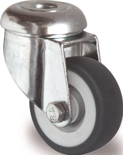 Lenkrolle D.50mm Trgf.50kg m.Rückenloch Gleitlager Gum.grau TECWERK 2000276058