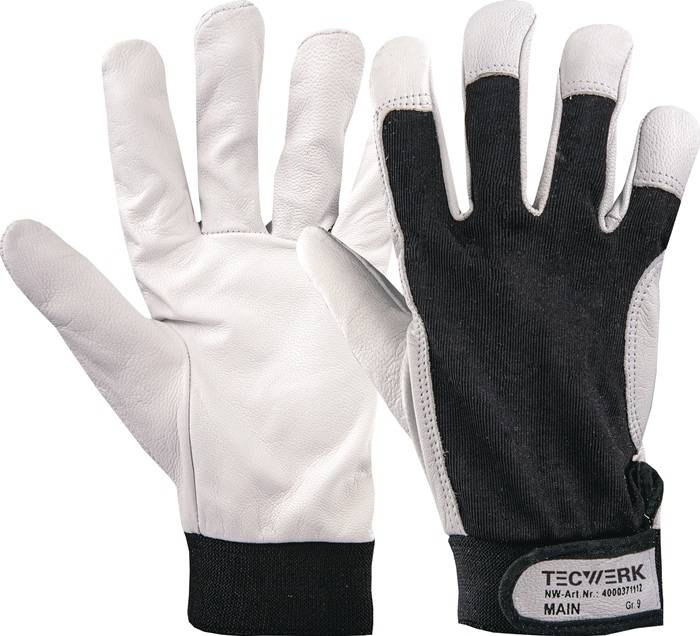TECWERK 2000371111 Handschuhe Main Gr.8 schwarz/naturfarben EN 388 PSA II TECWER