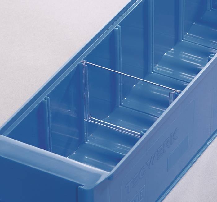 Trennw.f.Regalkasten B.183mm Styrolux transp.10St./Btl.TECWERK