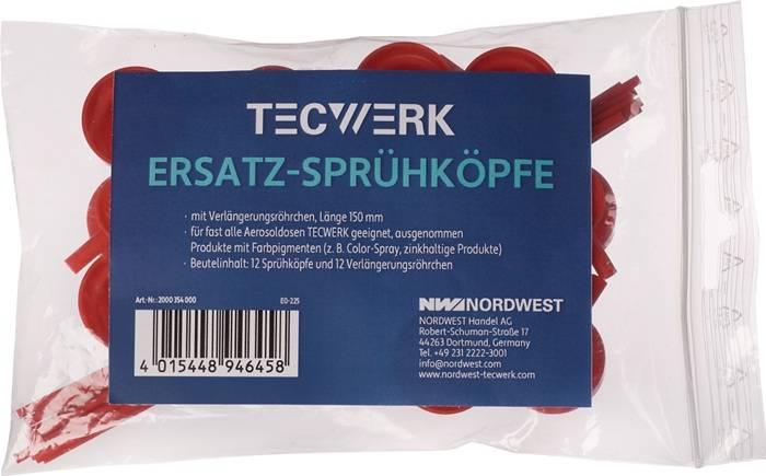 TECWERK 2000354000 Ersatzsprühköpfe je 12 Sprühköpfe u.Röhrchen (150 mm) Ku.Btl.