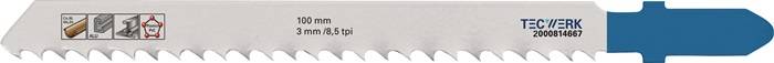 TECWERK 2000814667 Stichsägeblatt Gesamt-L.100mm Zahnt.3mm HSS 5 St./Karte TECWE