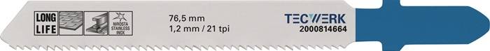 TECWERK 2000814664 Stichsägeblatt Gesamt-L.76,5mm Zahnt.1,2mm BIM 5 St./Karte TE