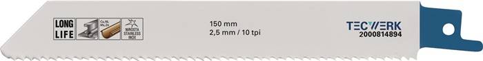 TECWERK 2000814894 Säbelsägeblatt L.150mm B.19mm TPI 10 2,5mm 5 St./Karte