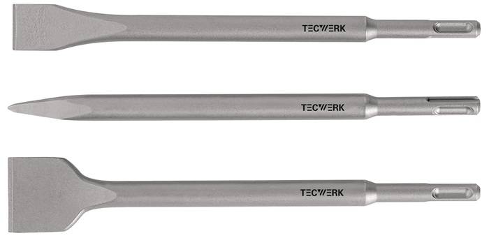 TECWERK 2000812480 Einsteckwerkzeugset SDS-plus 3-tlg.in Ku.-Box L.250mm KU-Box