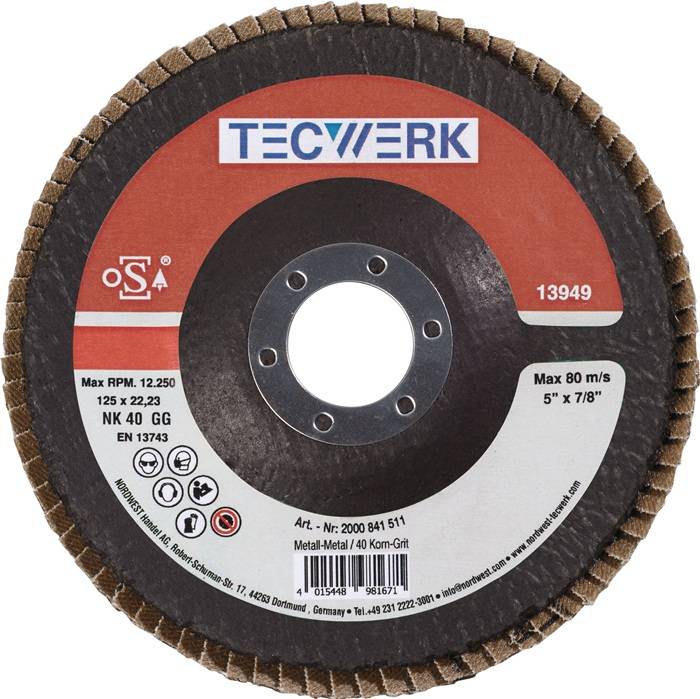 TECWERK 2000841512 Fächerscheibe D.125mm K.60 kon.Stahl/Holz NK TECWERK 20008415