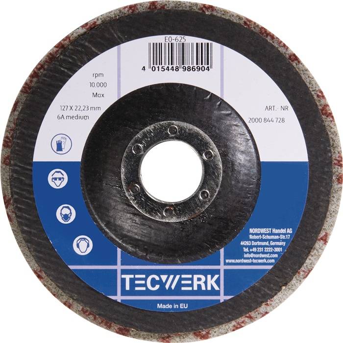 TECWERK Vlies-Kompaktscheibe BUF014 Ø 125 mm Bohrungs-Ø 22,23 mm mit Fiberglasrü