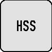 Ein grauer Knopf mit den Buchstaben 'HSS', zentriert in schwarzer Schrift.