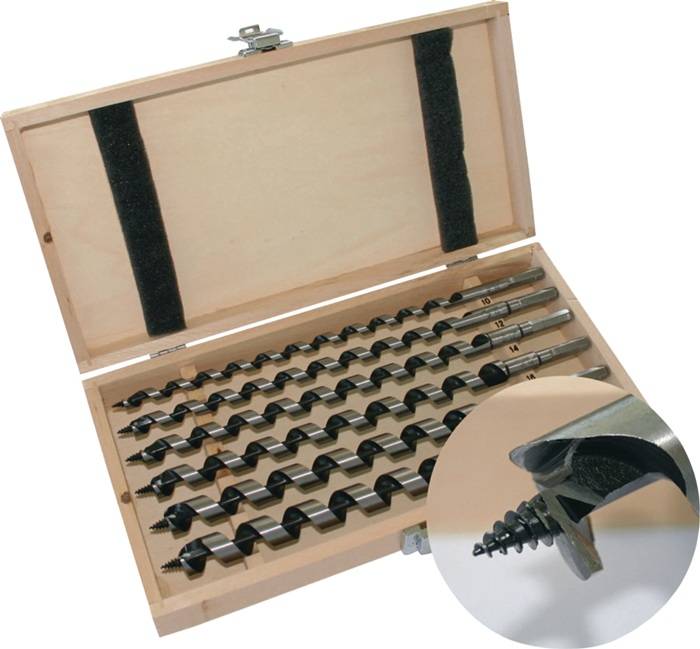 Schlangenbohrersatz 8-tlg.L.320mm 6-20mm in Holzkassette TECWERK
