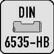 DIN 6535-HB' Bezeichnung mit einer technischen Zeichnung eines Werkzeugschaftes und spezifischen Maßangaben.