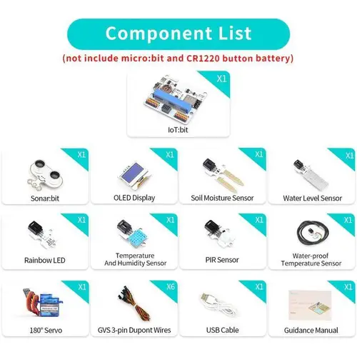 ELECFREAKS micro:bit Smart Agriculture Kit, 12-teilig mit IoT:bit, Sonar:bit, Projektanleitungen ELECFREAKS micro:bit Smart Agriculture Kit, 12-teilig mit IoT:bit, Sonar:bit, Projektanleitungen