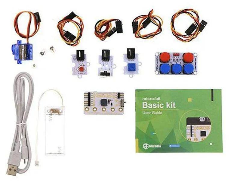 ELECFREAKS micro:bit Basis-Kit für Einsteiger, kompatibel mit Makecode, 9-teilig, ohne Board