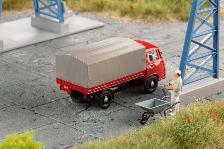 Auhagen 66022 H0 Pritschenwagen Plane hellrot Fertigmodell