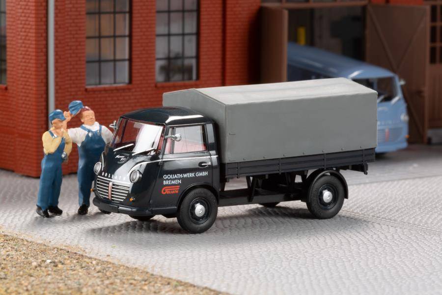 Auhagen 66027 H0 Pritschenwagen Plane Goliath-Werke Fertigmodell
