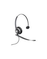 Schwarzes Over-Ear-Kopfhörerset mit Boom-Mikrofon auf weißem Hintergrund.