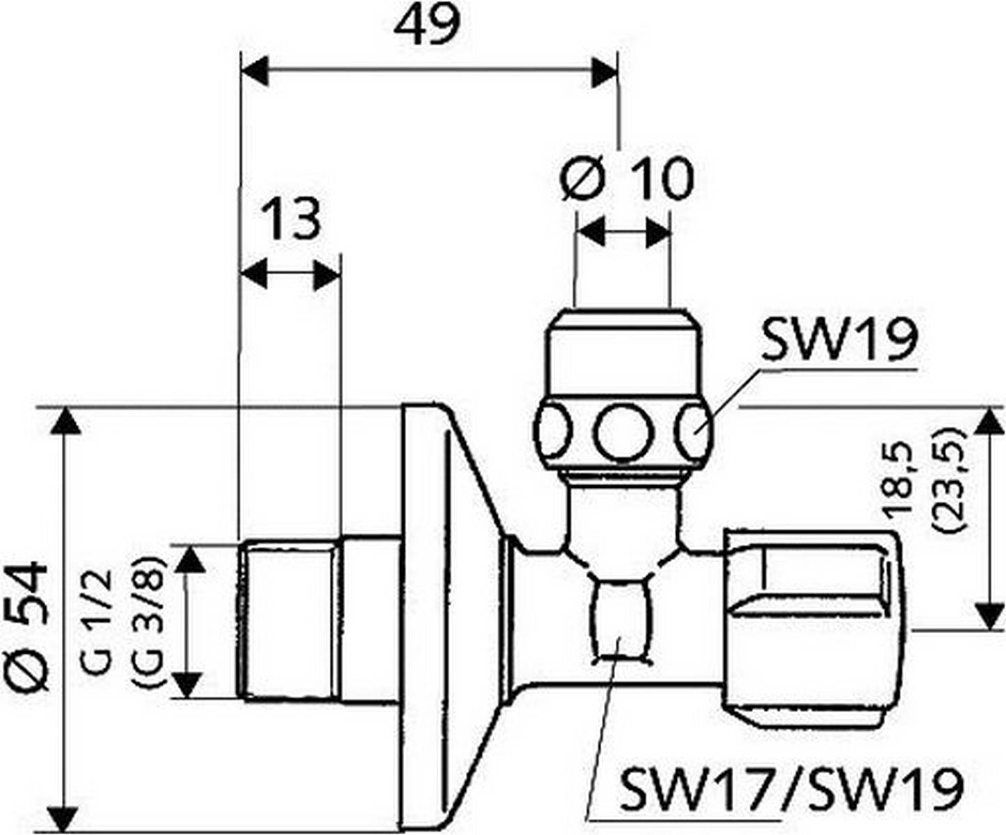 Schell Eckventil 1/2" selbstdichtend DVGW