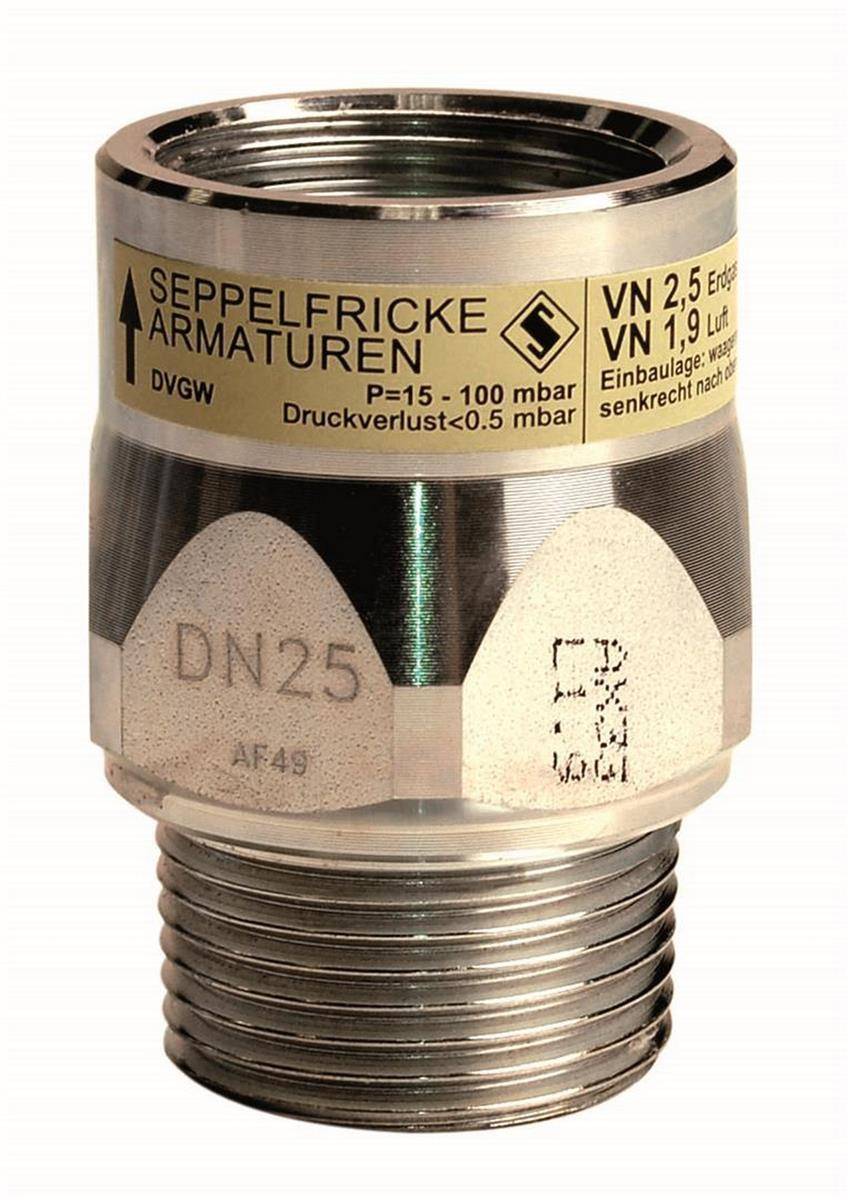 Seppelfricke détecteur de débit de gaz type K universel, Mâle/Femelle DN25, 2,5 m³/h DN25 V-Gaz : 2,5