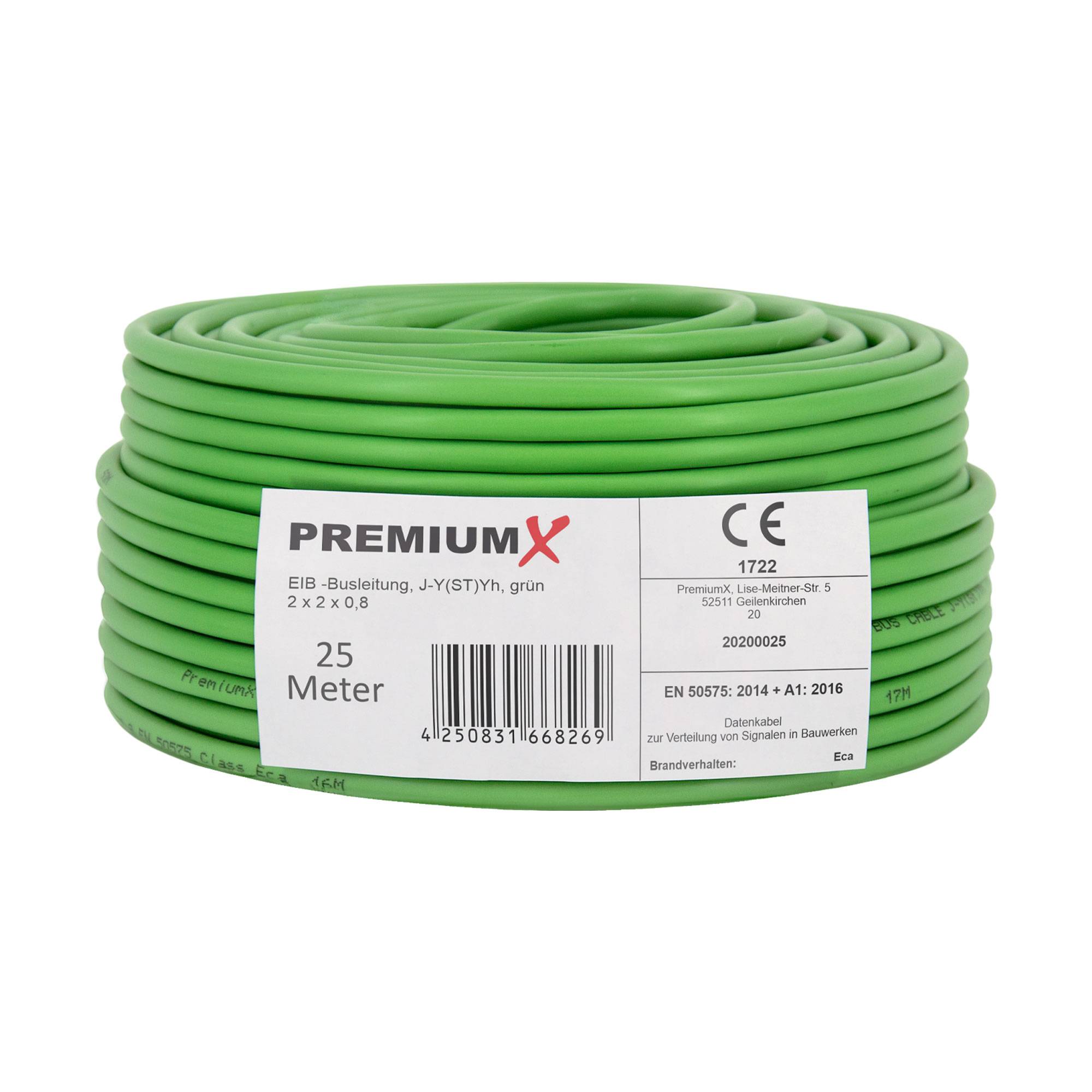 PremiumX 25m EIB KNX Busleitung J-Y(ST)Yh 2x2x0,8 Eca BUS-Kabel Installationsbusleitung Telekommunikationskabel Fernmeldekabel Datenkabel
