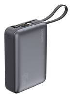 Tragbares Anker-Powerbank mit angebrachtem Schlaufenriemen, gezeigt in Dunkelgrau und Schwarz auf weißem Hintergrund.