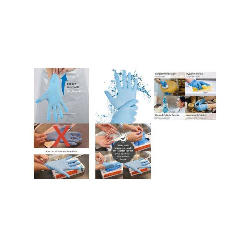 HYGOSTAR Nitril-Handschuh Rapid-On, L, blau, puderfrei