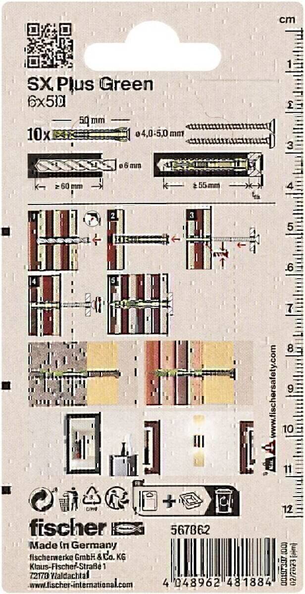 Fischer Deutschl. Dübel SX Plus SXPlus6x50K(VE10)