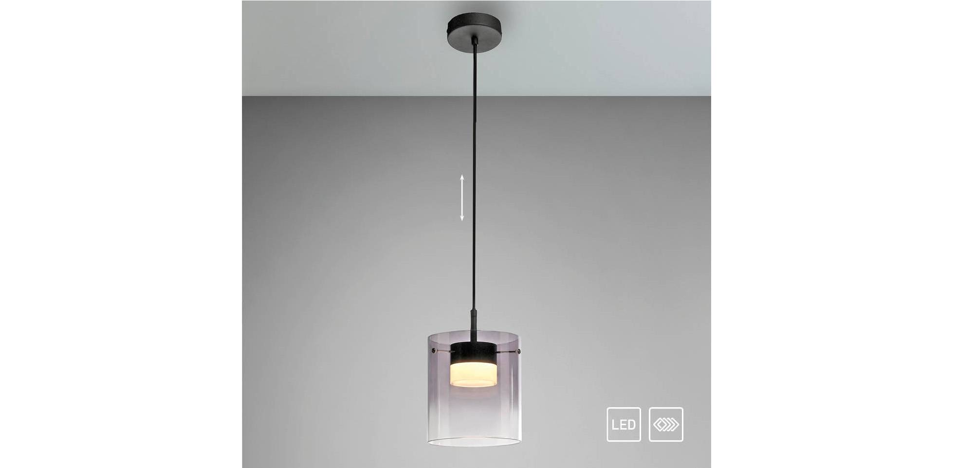 JUST LIGHT LED-Pendelleuchte 14042-18, 7,5W, 800lm, 3000K, schwarz