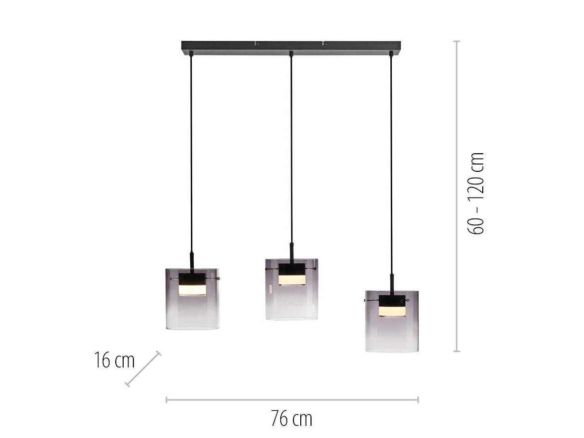 JUST LIGHT LED-Pendelleuchte 14043-18, 22,5W, 2400lm, 3000K, schwarz