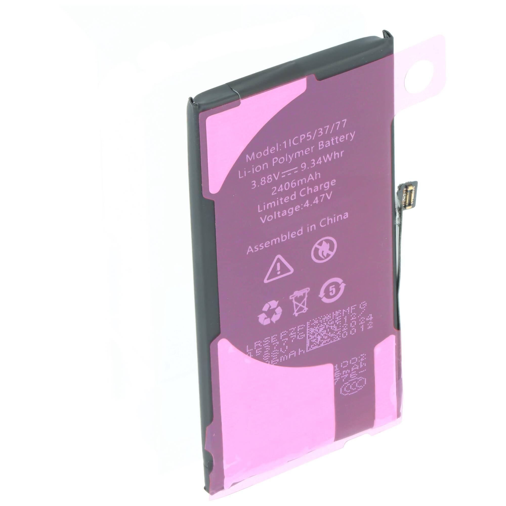 Akku passend für Apple iPhone 13 Mini, Li-Polymer, 3,88V, 2406mAh, 9,3Wh, built-in, ohne Werkzeug