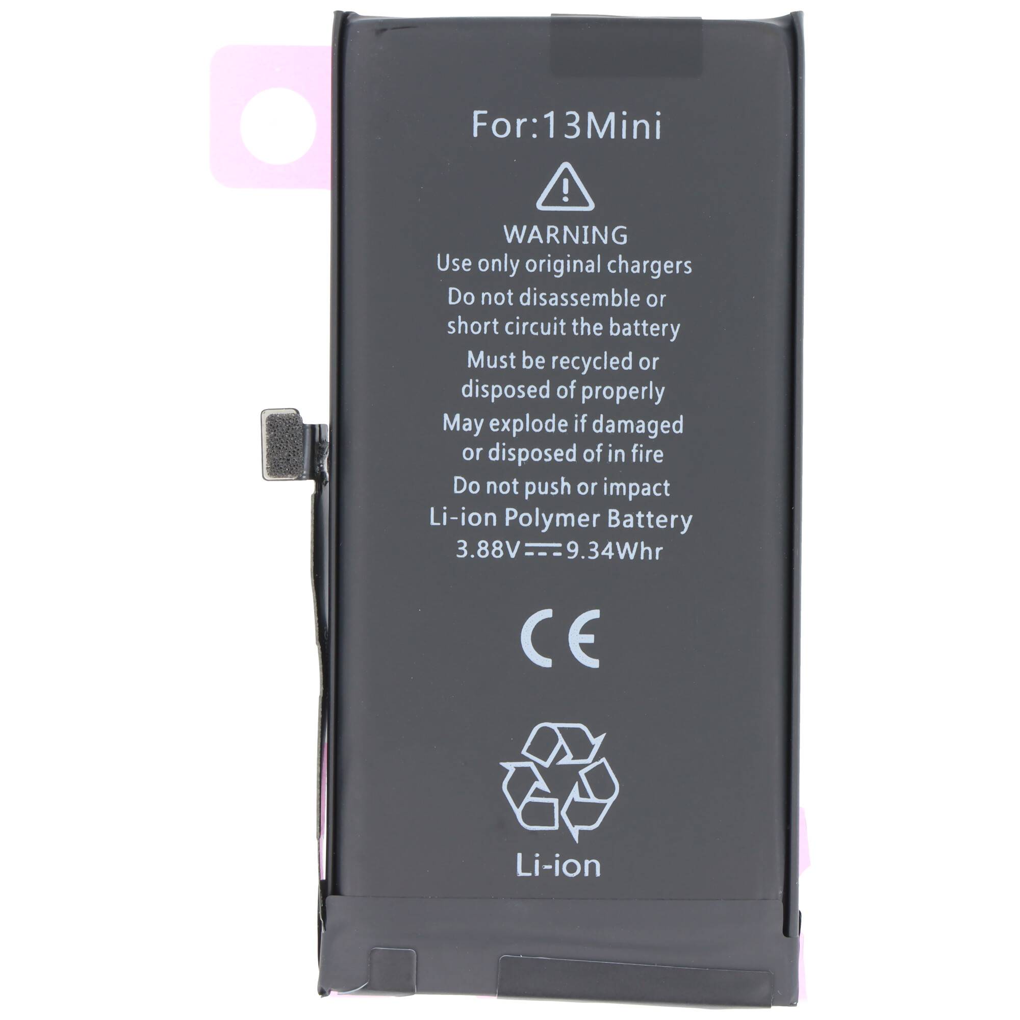 Akku passend für Apple iPhone 13 Mini, Li-Polymer, 3,88V, 2406mAh, 9,3Wh, built-in, ohne Werkzeug