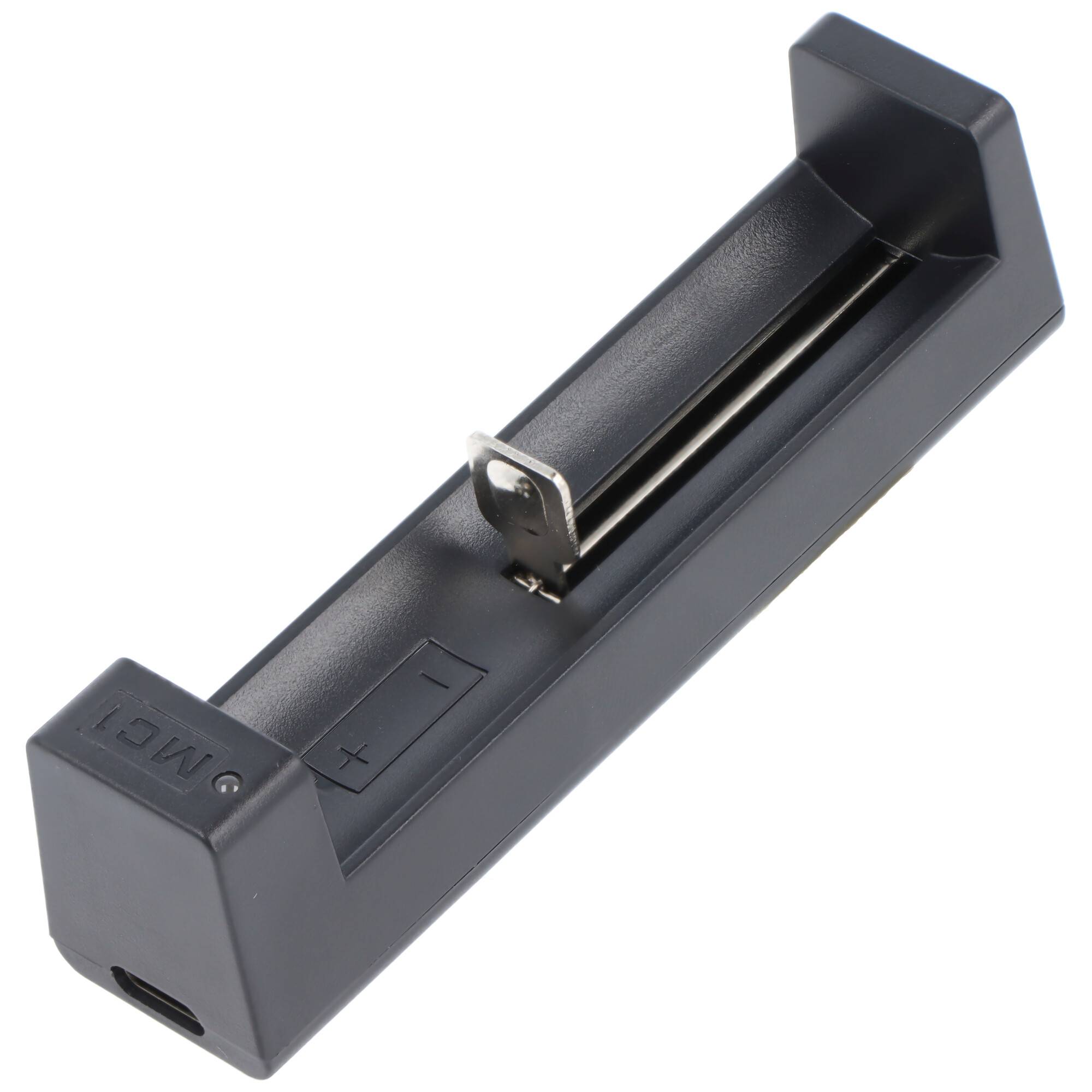 1-Schacht USB-C Ladegerät mit bis zu 0,5Ah Ladestrom, für Li-Ion Akkus, kompaktes Ladegerät, ohne Netzteil