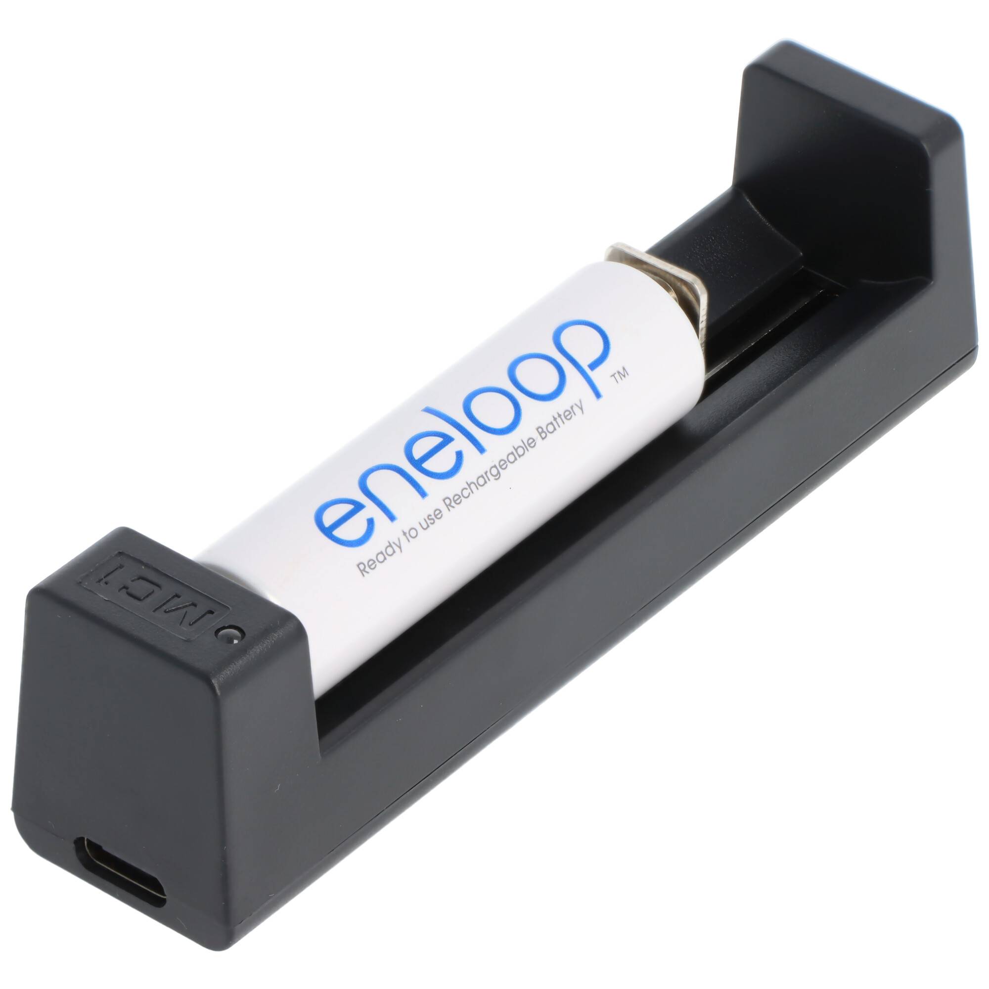 1-Schacht USB-C Ladegerät mit bis zu 0,5Ah Ladestrom, für Li-Ion Akkus, kompaktes Ladegerät, ohne Netzteil