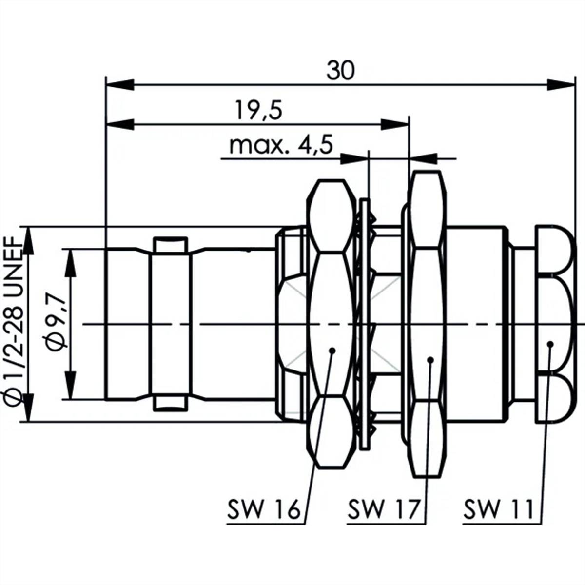 TELEGÄRTNER BNC-Kabeleinbaubuchse 50 Ohm, für RG178B/U Druckverschraubung