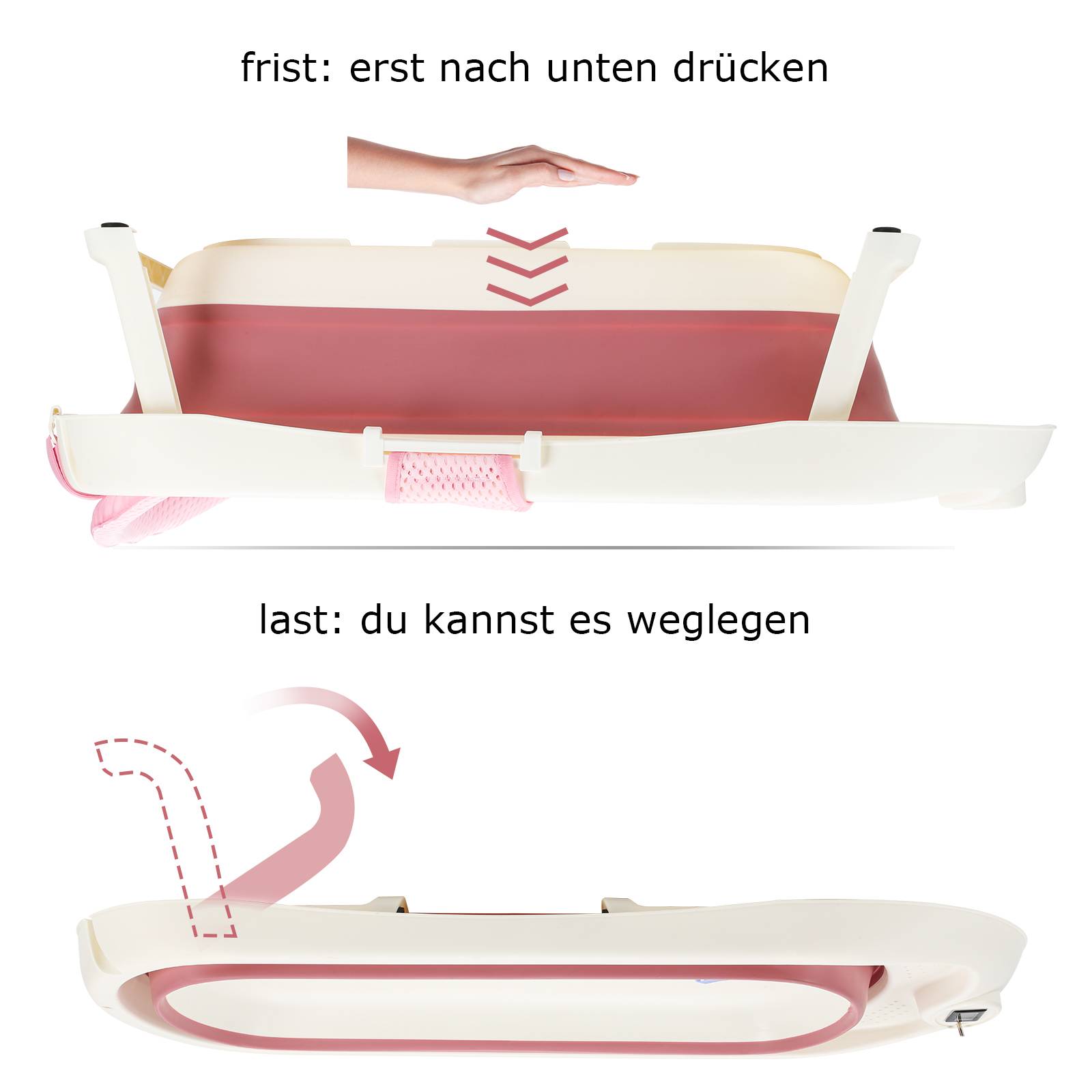 Baby Badewanne Neugeborenen Faltbare Babywanne Kinderbadewanne Temperatur-Sensor,Rosa
