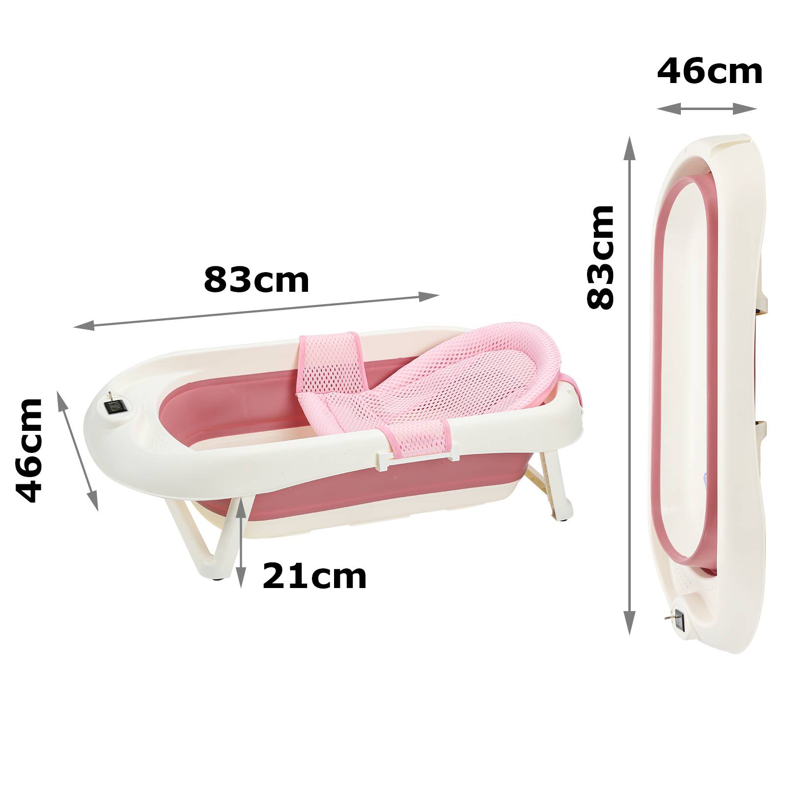 Baby Badewanne Neugeborenen Faltbare Babywanne Kinderbadewanne Temperatur-Sensor,Rosa