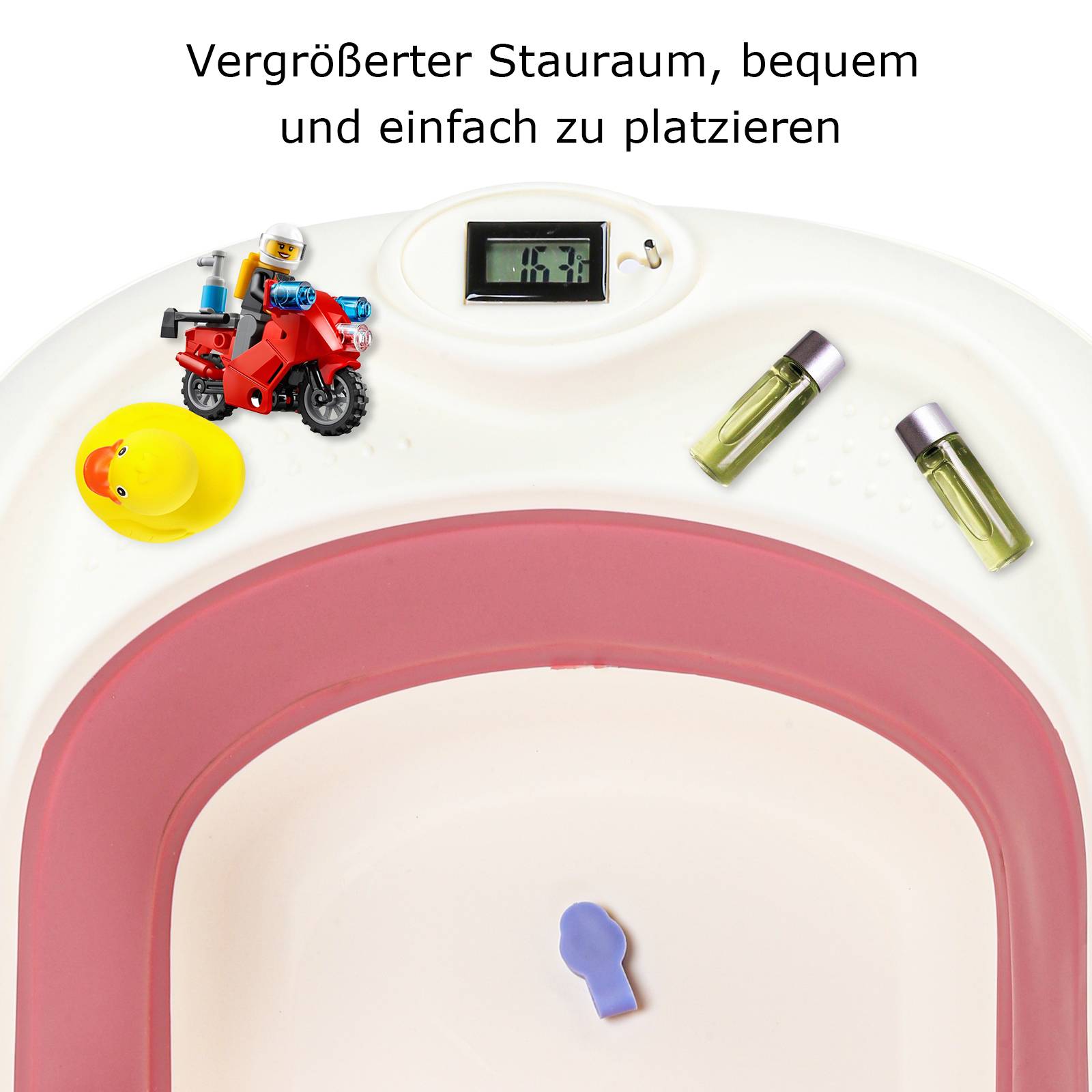 Baby Badewanne Neugeborenen Faltbare Babywanne Kinderbadewanne Temperatur-Sensor,Rosa