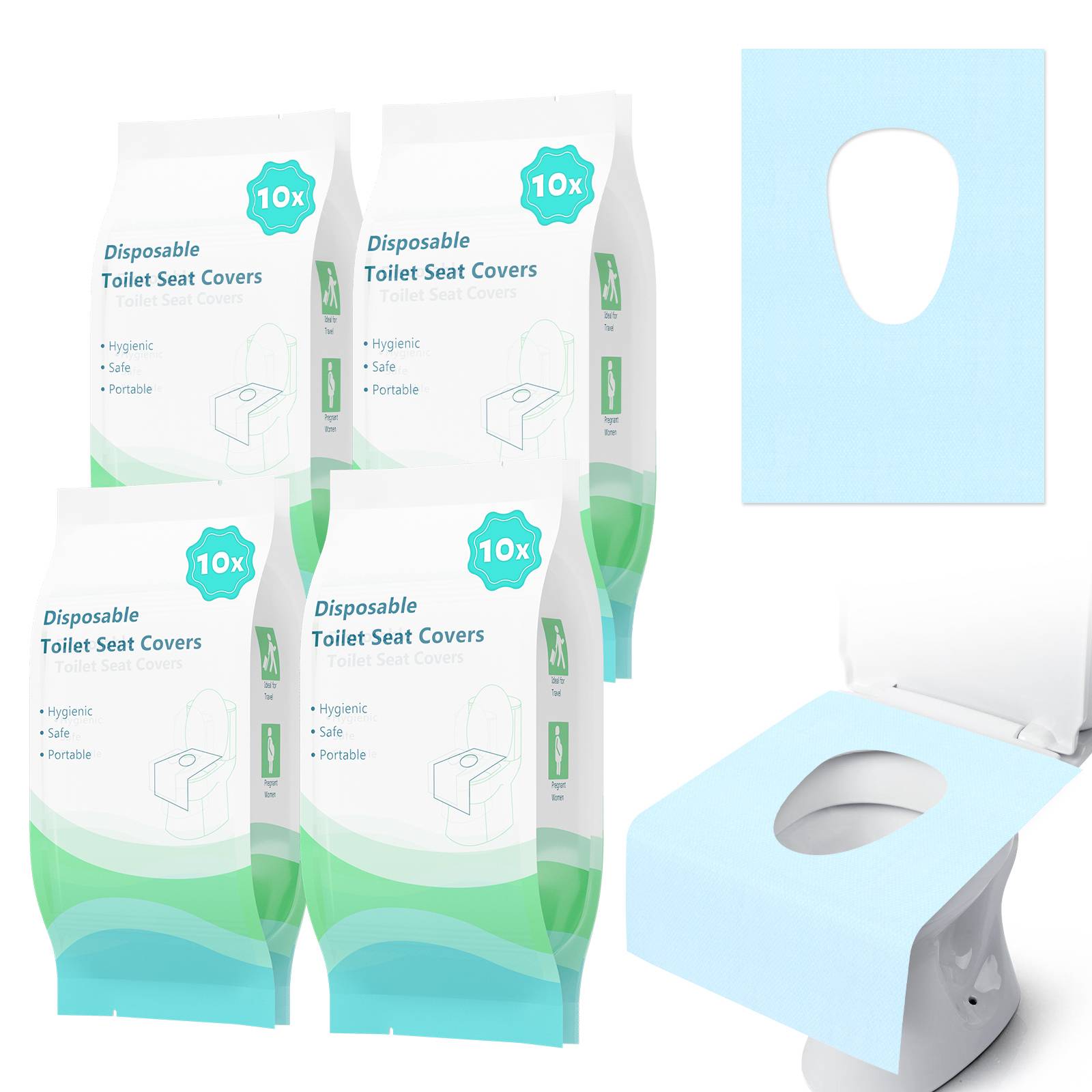 40 Stück Einweg-Reisesicherheit Spülbare Toilettensitzbezug Mattenkissen 60x40cm