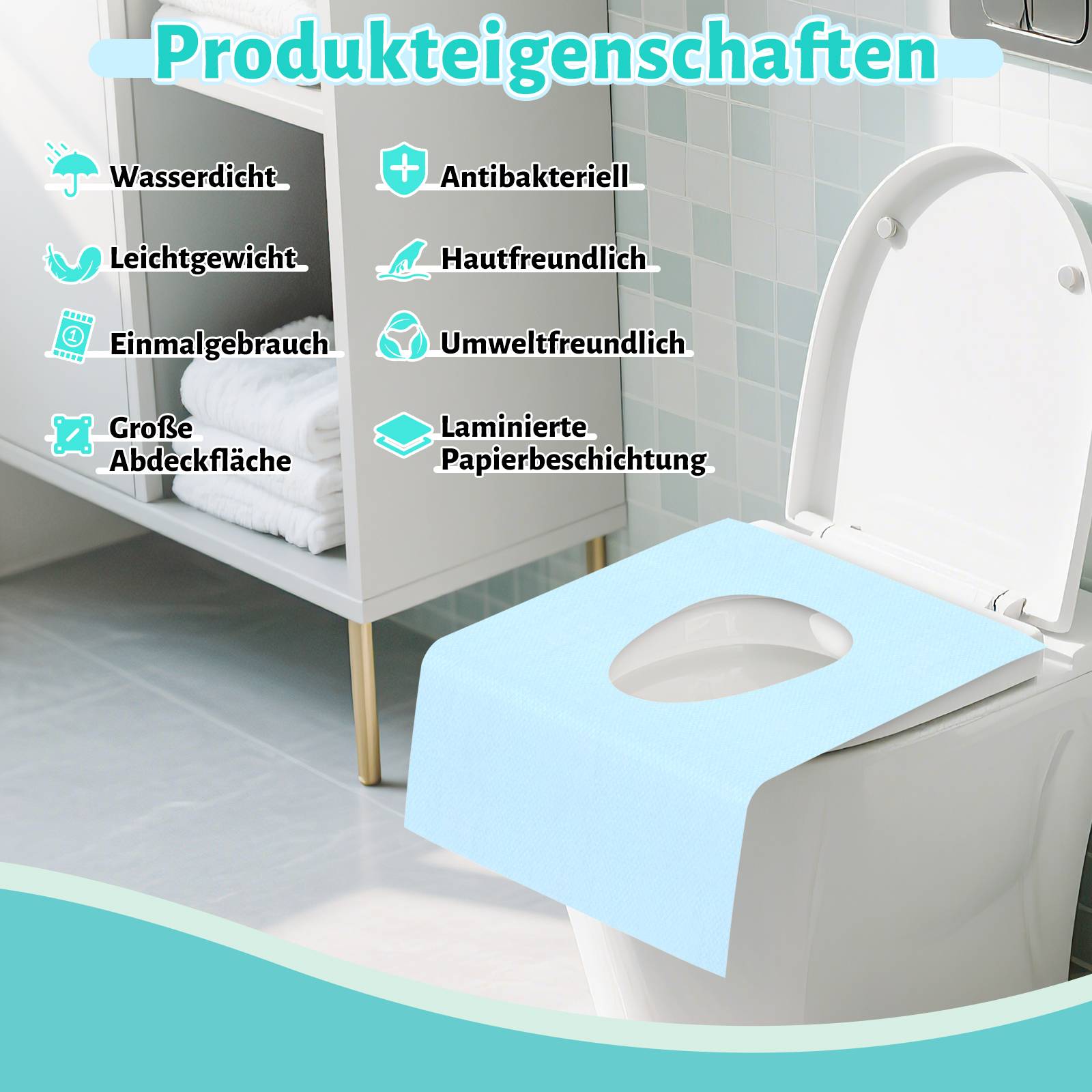 40 Stück Einweg-Reisesicherheit Spülbare Toilettensitzbezug Mattenkissen 60x40cm