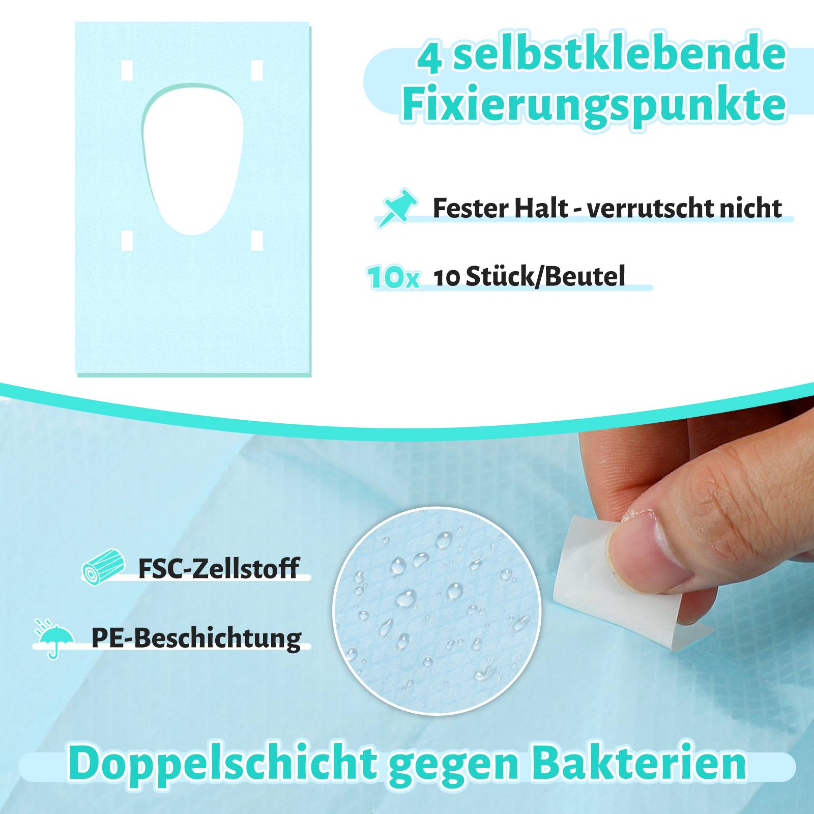 40 Stück Einweg-Reisesicherheit Spülbare Toilettensitzbezug Mattenkissen 60x40cm