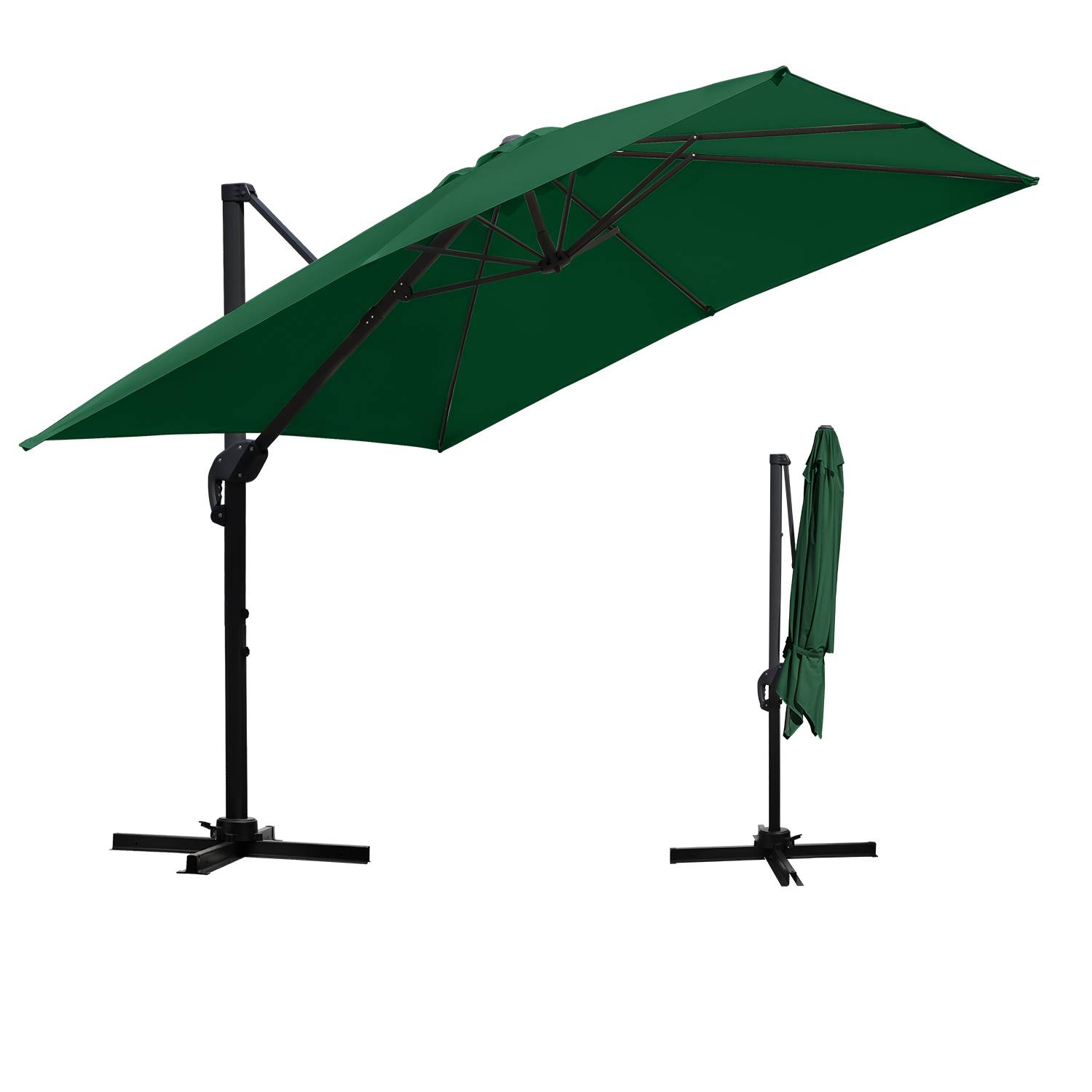 Sonnenschirm Beleuchtung Ampelschirm 300 cm Garten Schirm Pavillon UV50+ Grün