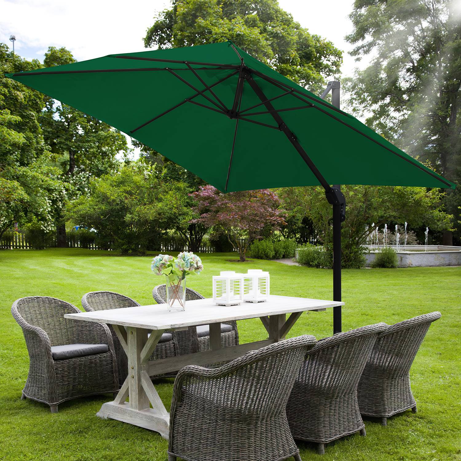 Sonnenschirm Beleuchtung Ampelschirm 300 cm Garten Schirm Pavillon UV50+ Grün