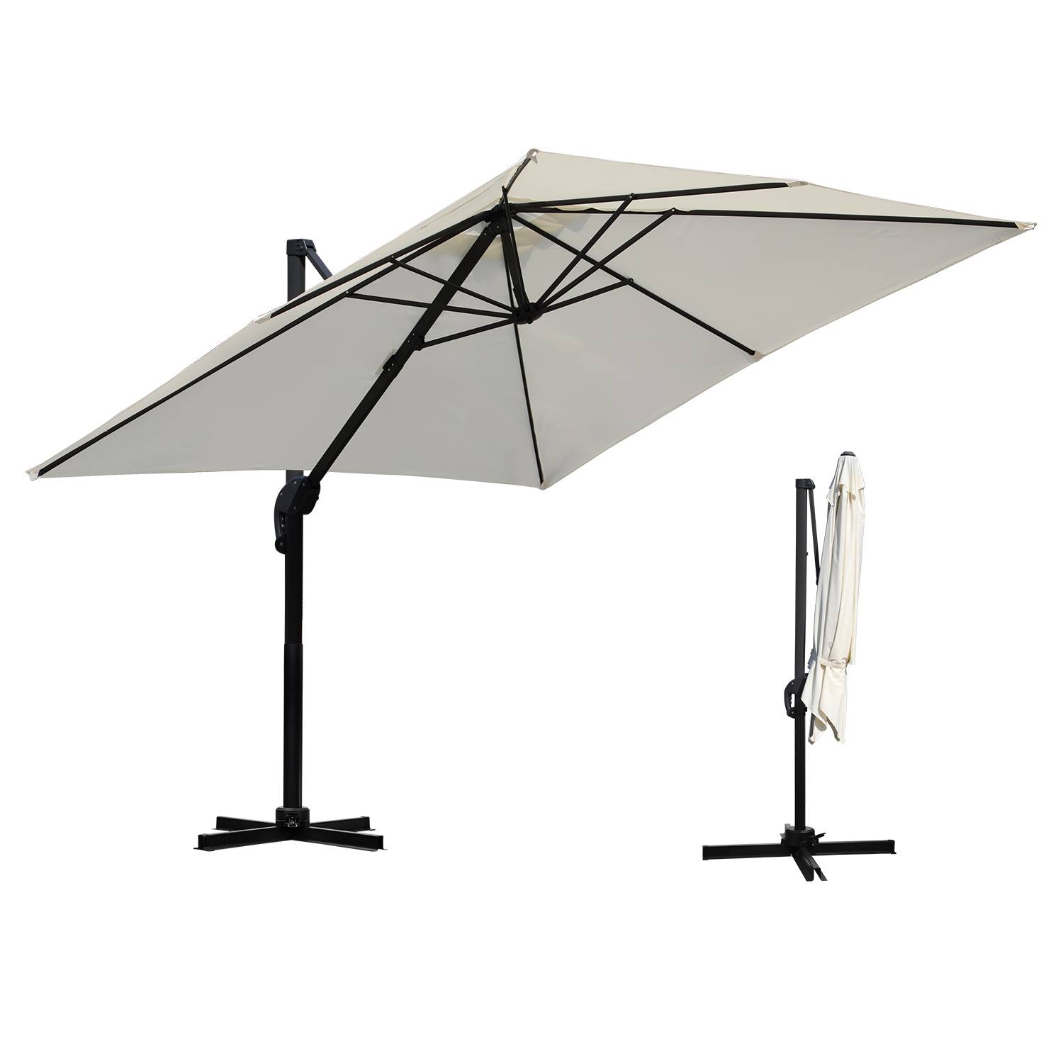 Sonnenschirm Beleuchtung Ampelschirm 300 cm Garten Schirm Pavillon UV50+ Beige
