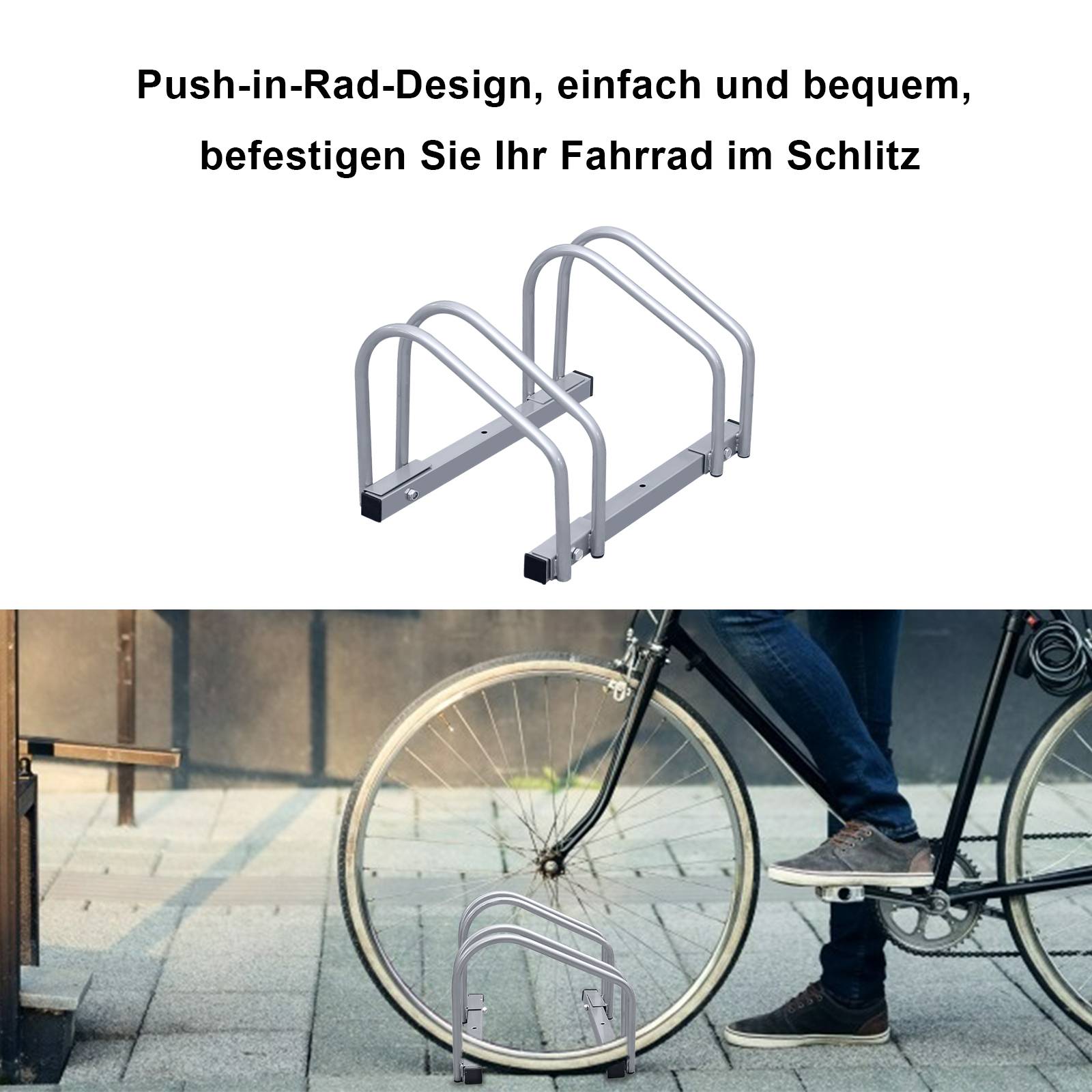 Fahrradständer für 2 Räder Ständer Silber Rad Radständer Aufstellständer Fahrradparksystem in verschiedenen Größen