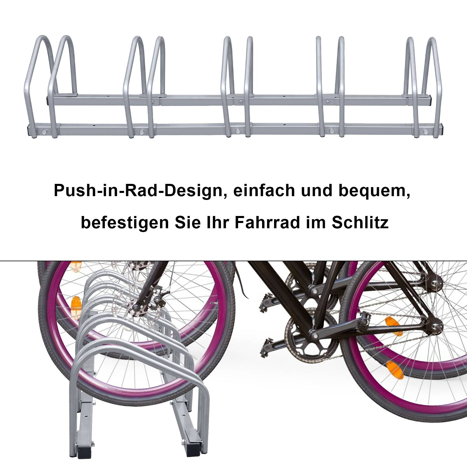 Fahrradständer für 5 Räder Ständer Silber Rad Radständer Aufstellständer Fahrradparksystem in verschiedenen Größen
