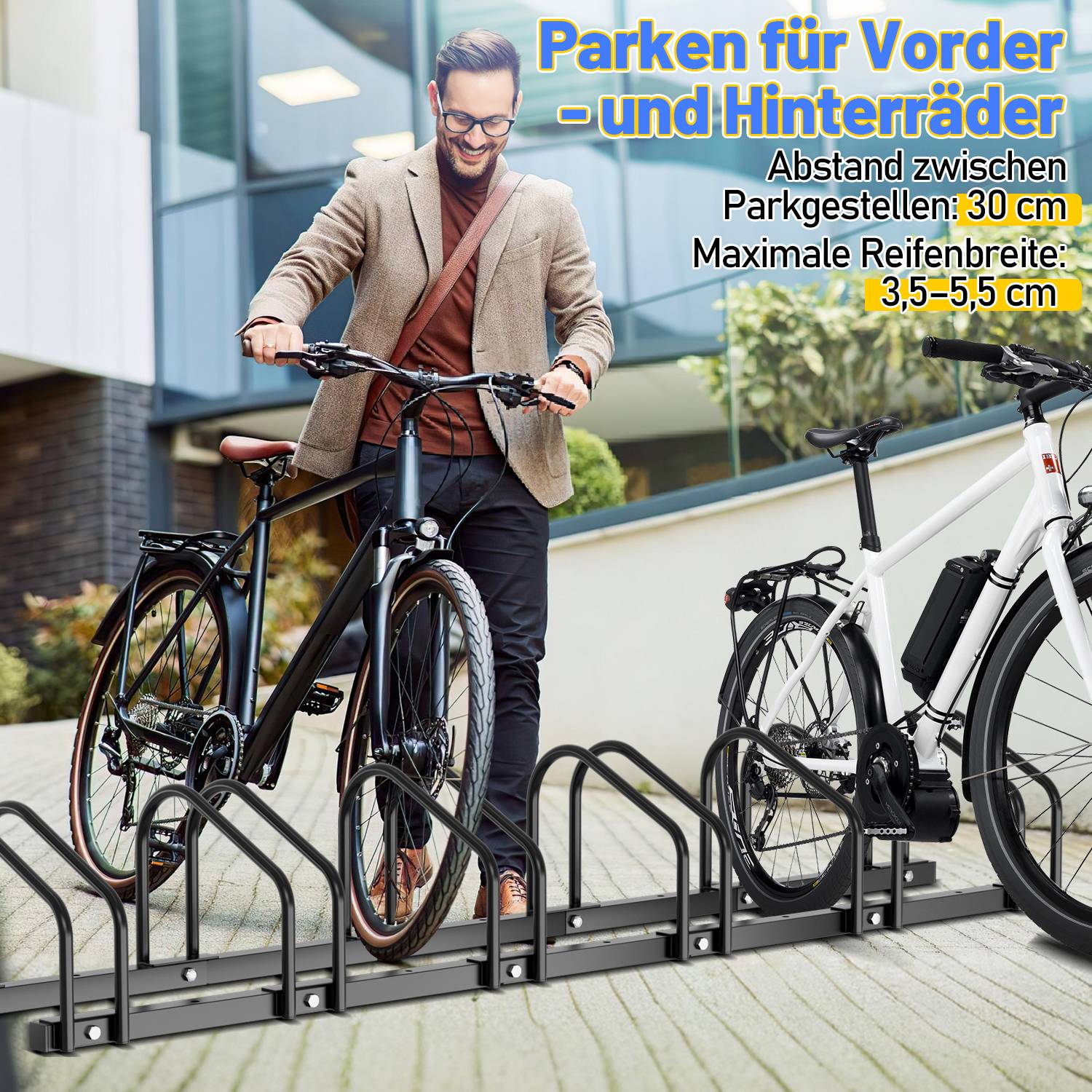 Fahrradständer Hinterradständer Mehrfachständer 6 Fahrräder Schwarz in verschiedenen Größen