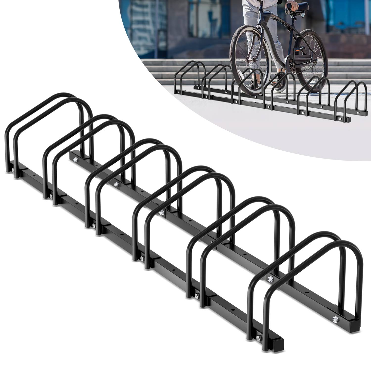 Fahrradständer Hinterradständer Mehrfachständer 6 Fahrräder Schwarz in verschiedenen Größen