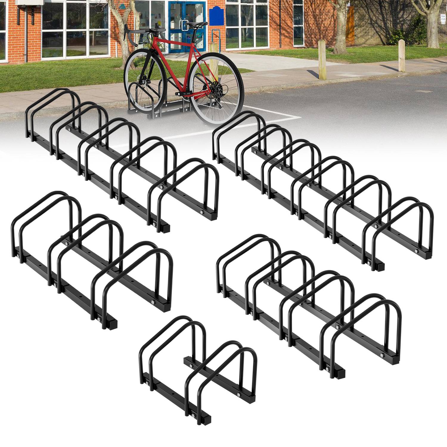 Fahrradständer für 5 Räder Ständer Schwarz Rad Radständer Aufstellständer Fahrradparksystem in verschiedenen Größen