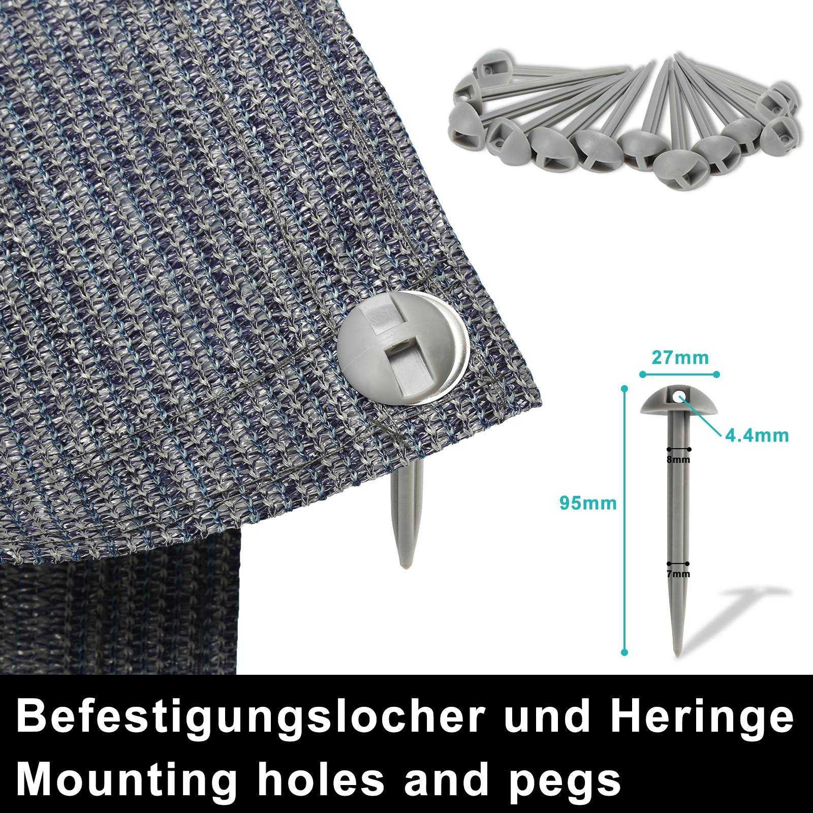 Vorzeltteppich,Zeltteppich,Rasenschutz,viele Größen,300x300cm, Grau/Schwarz